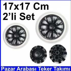 Resim Pazar Arabası 17X17CM Teker Takımı Plastik Siyah Beyaz 