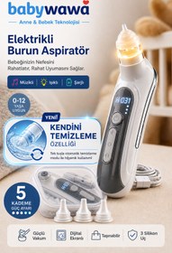 Resim babywawa H-031 Şarjlı Kendini Temizleyen 5 Kademe Burun Aspiratörü 0-12 Yaş Işıklı Müzikli Nasal Aspiratör 