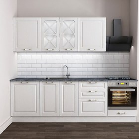 Resim Fly Derin 7 Kapaklı 3 Çekmeceli Ahşap Beyaz 90 x 260 x 60 cm Membran Mutfak Dolabı 