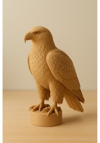 Resim Ahşap Renk 15 Cm Kartal Figürü Heykeli Minimalist Ev Dekorasyon Ürünleri İçin Şık Tasarım 
