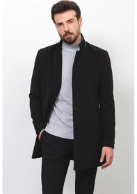 Resim Mcr Erkek Slim Fit Hakim Yaka Yün Kaban 21240 Siyah 