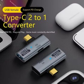 Resim PD Desteği ile 100W Hızlı Şarj, Veri Transferi ve OTG Fonksiyonuna Sahip 2-in-1 USB Type-C Adaptörü - Telefon, Tablet, MacBook için Batarya Gerektirmez, Metalik Bitiş, PVC Malzeme, Veri Transferi Adaptörü | Modern USB Adaptörü | Dayanıklı Plastik Kılıf, USB Type C 