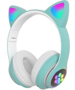 Resim Karler Bass A Kalite Kedi Kulağı Detaylı Bluetooth Kablosuz Rengarenk Işıklı Rgb Çocuk Oyuncu Kulaklık 