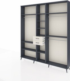 Resim Arges Dolap 10 Raflı 2 Çekmeceli 3 Askılı 220x30x243 Antrasit-antrasit/aytaşı Antrasıt/aytası 
