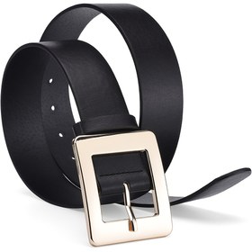 Resim 1 adet Kadın Geniş Kemer, Ayna Bitişli Kare Toka, Günlük Tarz, Düz Renk Siyah, Günlük İşe Gidiş Geliş, Akşam Randevusu, Parti, Plaj ve Bayramlık Günler İçin Çok Yönlü 