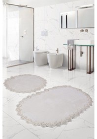 Resim Bonny Home Venüs Krem 2'li Dantelli Banyo Paspası Seti Çeyizlik Krem 