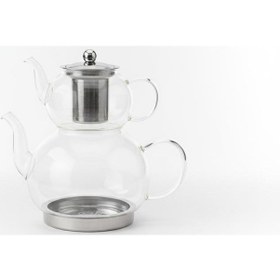 Resim İndüksiyon Tabanlı Cam Çaydanlık Takımı Şeffaf 