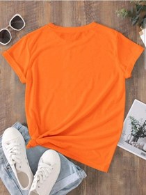 Resim Hamile Gebe T-shirt Bebek Fermuar Baskılı - Turuncu Bisiklet Yaka Oversize Tişört 
