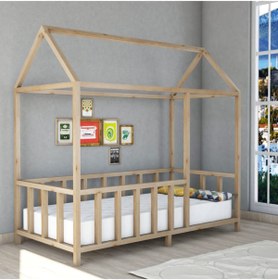 Resim zerkaconcept Neva Doğal Ahşap Montessori Çocuk Karyola Ithal Çam 100*200 my14011 