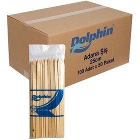 Resim Dolphin Bambu Ahşap Adana Çöp Şiş - 24 Cm. - 100 Lü 50 Paket / Koli 