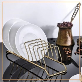 Resim Tekno Trust Sarı 9 Bölmeli Gold Tabaklık Düzenleyici - Bulaşıklık -Fincan Altlığı Düzenleyici Çelik 32 x 32 