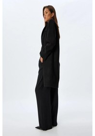 Resim Koton Uzun Kruvaze Kaşe Kaban Ters Yaka Düğmeli Cepli 001 