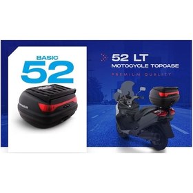 Resim 52 Lt Motosiklet Arka Çanta Üst Bagaj Sırt Dayamasız Basic Model Siyah Siyah 