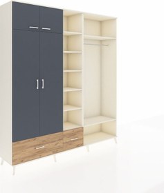 Resim Hyperion Dolap 12 Raflı 2 Çekmeceli 2 Askılı 220x44x243 Aytaşı-antrasit/çam Antrasıt/atlas Çam - Aytası 