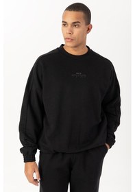 Resim Maraton Sportswear Oversize Erkek Bisiklet Yaka Uzun Kol Basic Siyah Sweatshirt 21822-siyah Siyah 