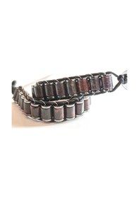 Resim Kan Taşı Doğal Taş Örme Erkek Bilekliği 6x5 Mm Çok Renkli 