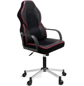 Resim Türksit Lidya Yönetici Ve Oyuncu Koltuğu Plastik Kol Ve Metalik Gri Boyalı Ayaklı Siyah-kırmızı Siyah-Kırmızı 