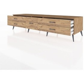 Resim Kronos Tv Ünitesi 5 Çekmeceli 220x59x51 Çam-çam Atlas Çam/atlas Çam - Atlas Çam 