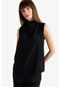 Resim Defacto Regular Fit Balıkçı Yaka Krep Kolsuz Bluz F9149ax25wnbk27 Siyah 