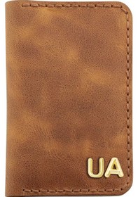 Resim Twingold İsme Özel Dikey Mini Cüzdan - %100 Rainbow Deri - A010005 - Camel Camel 