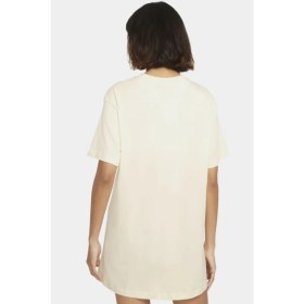 Resim Nike Sportswear Organic Cotton Short Sleve Dress Nakış Swooslu Elbise Krem 