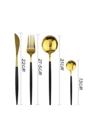 Resim Ikon 42 Parça Siyah Gold Çatal Kaşık Bıçak Seti Gold 