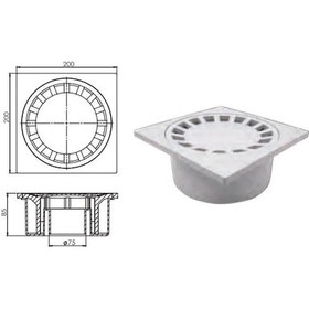 Resim Büyük Çamur Yer Süzgeci 20x20 70 Lik Alttan Çıkışlı 