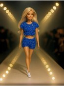 Resim Barbie Bebek İçin El Örgüsü Üst Ve Şort Set Barbie Bebek Dahil Değildir -15934 