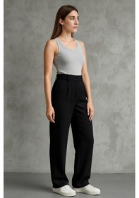 Resim Puqhqa Kadın Palazzo Pantolon Siyah Siyah 