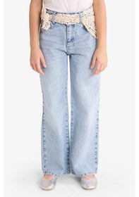 Resim Defacto Kız Çocuk Straight Fit Geniş Paça Jean Pantolon G3634a825aunm28 Mavi-nm28 