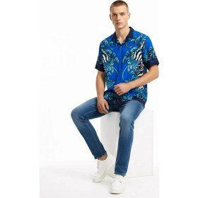 Resim Versace Jeans Couture Mavi Erkek Apaş Relaxed Karma Desenli Gömlek Mıx Zebra Barocco Shırt 