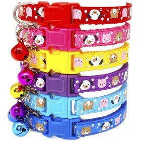 Resim Çanlı Evcil Kedi Tasması, Köpek Tasması, Renkli Köpek Ayıcık Kedi Desenli Şık Tasma - Mavi 