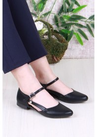 Resim Fort 01-634 Soft Toka Detaylı Şık Ev İş Ofis Rahat Günlük Ayakkabı Kadın Babet Sıyah Siyah 