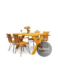 Resim Neiwel Garden Aksa Doğal Ahşap Bahçe Yemek Masası-100-220 Açık Ceviz 