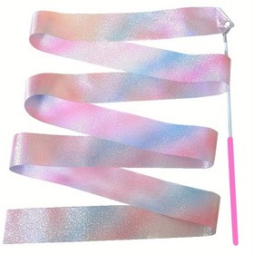 Resim Parıltılı Dans Kurdelesi - Dikişsiz Dönüşler için Yüksek Kaliteli Polyester, Ritmik Sanat, Bale Performansları, Jimnastik için İdeal: Evrensel Uygulama ve Beceri Seviyesini ve İfadeyi Geliştirir 