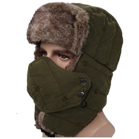 Resim Açık Yüz Koruyucu Boyunluk Ve Kışlık Kar Maskesi Şapka Kombini Yeşil 