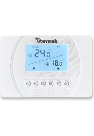 Resim Baymak Logı Pro S Kablosuz Programlanabilir Oda Termostatı Dijital Kontrol Paneli ile Beyaz Renk 