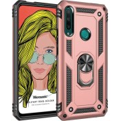 Resim Huawei Honor 9x Kılıf Military Ring Holder Rose Gold Microsonic