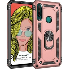 Resim Huawei Honor 9x Kılıf Military Ring Holder Rose Gold 