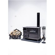 Resim Döküm Camlı Siyah Mat Emaye Kuzine Soba Eskişehir İmalat (Tabla Hariç) 