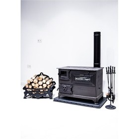 Resim Döküm Camlı Siyah Mat Emaye Kuzine Soba Eskişehir İmalat (Tabla Hariç) 