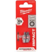 Resim Milwaukee Hex4 mm 25 mm Shockwave Impact Bits Uç - 2'li 