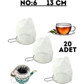 Resim Torba Tül Demlik Çay Süt Kahve Süzgeç Yeniden Kullanılabilir Bitki Çaydanlık Süzgeç 20 Adet No:6 