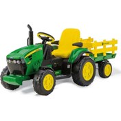 Resim Peg Perego John Deere Ground Force With Trailer 12 Volt Akülü Traktör 