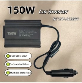 Resim Xuweiwei 1pc 150w Araç İnverter 12v Dc 220v Ac 3.1a Çift Usb C Hızlı Şarj Seyahat Araç Fiş Adaptörü 
