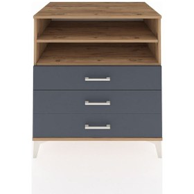 Resim Kronos Şifonyer 2 Raflı 3 Çekmeceli 88x59x96 Çam-antrasit Çam 