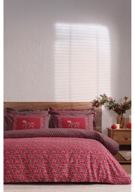 Resim Puffy Sanna Çift Kişilik Ranforce Nevresim Takımı - Kırmızı Kırmızı 