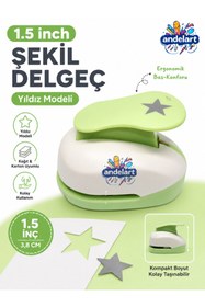 Resim andelart Eva Yıldız Desenli Büyük Boy Şekilli Delgeç1,5 inç 3,5 Cm 