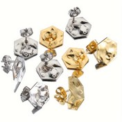 Resim 10 Adet MINGXUAN 304 Paslanmaz Çelik Geometrik Dokulu Küpe ve Sallantı Küpeler - 304 Paslanmaz Çelik Takı Yapımı DIY Malzemeleri, Hipoalerjenik Takı Tasarımcıları İçin Kulak Ucu Komponentleri 