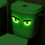 Resim Karanlıkta Parlayan Göz Tuvalet Çıkartmaları - 15x15cm Dekoratif Banyo & Yatak Odası Dekoru, Kendinden Yapışkanlı PVC, Yeşil Işıklı Gözler Tasarımı, Gençlerin Oda veya Temalı Alanlar için Eğlenceli ve Fantastik Tuvalet Kapağı, Tuvalet Çıkartmaları 